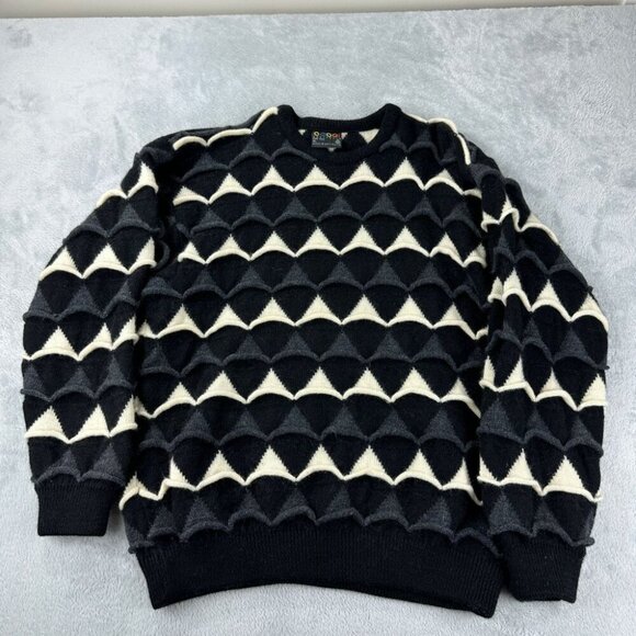 Vintage Coogi Australia Men's Size XL Pure Wool Knit Sweater Black / Cream - Picture 1 of 14